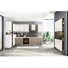 Melamine Home Furniture Modern Wooden Grain White Lacquer Kitchen Cabinet